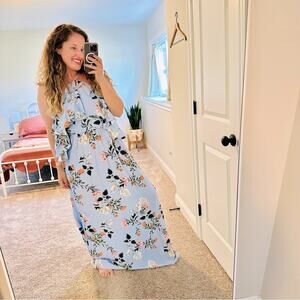 NWT Parker Blue Floral Silk Halter Maxi Dress 4